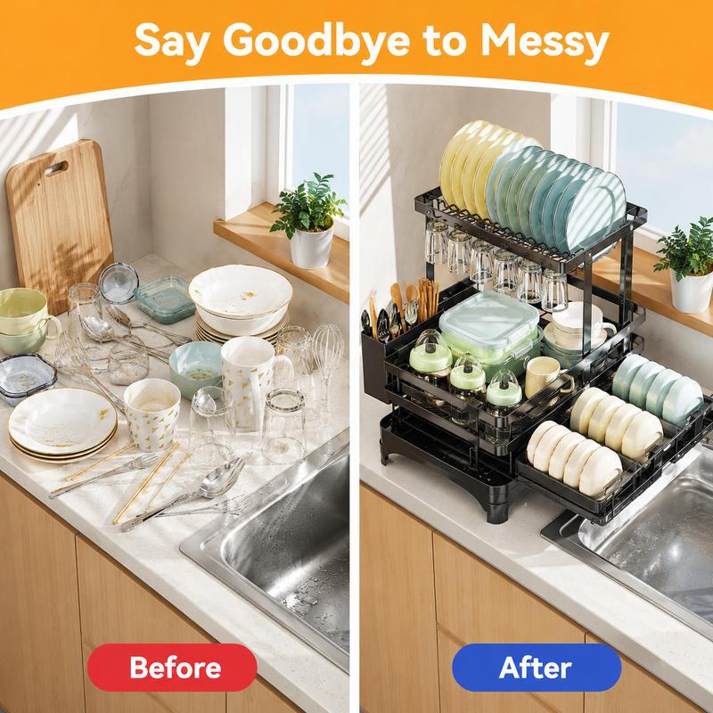 CounterClear Dual-Tier Dish Rack